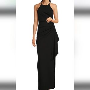 NWT! Belle Badgley Mishka, size 0, black crepe floor length gown